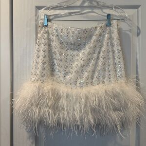 NADINE MERABI Ivory Sequin Embellished Skirt size 8